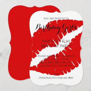Invitation Anniversaire Fabuleux fille et 50 rouge brillant r