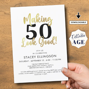 Invitation Anniversaire Faire vieillir l'âge a l'air bon or n