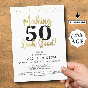 Invitation Anniversaire Faire vieillir l'âge a l'air bon or n