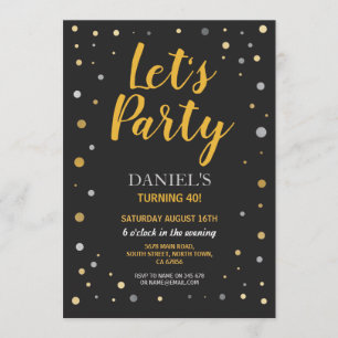 Invitation Anniversaire Faisons la fête n'importe quel âge Bl