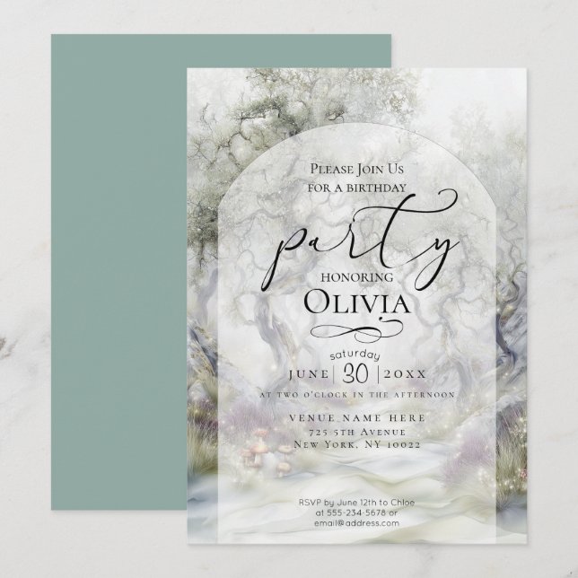 Invitation ANNIVERSAIRE | Fantaisie de Whispering Woods (Devant / Derrière)