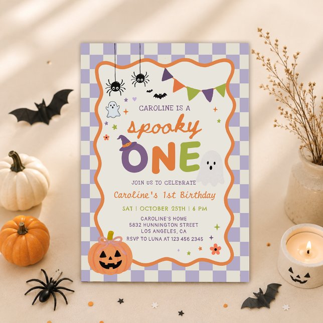 Invitation Anniversaire Fantomatique Coloré d'Halloween 1 an (Créateur téléchargé)