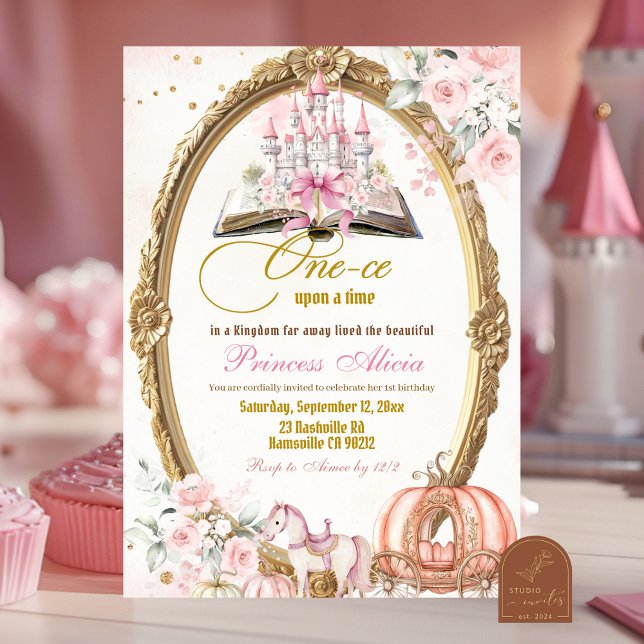 Invitation Anniversaire Fée Conte de Fées Rose Citrouille d'A (Créateur téléchargé)