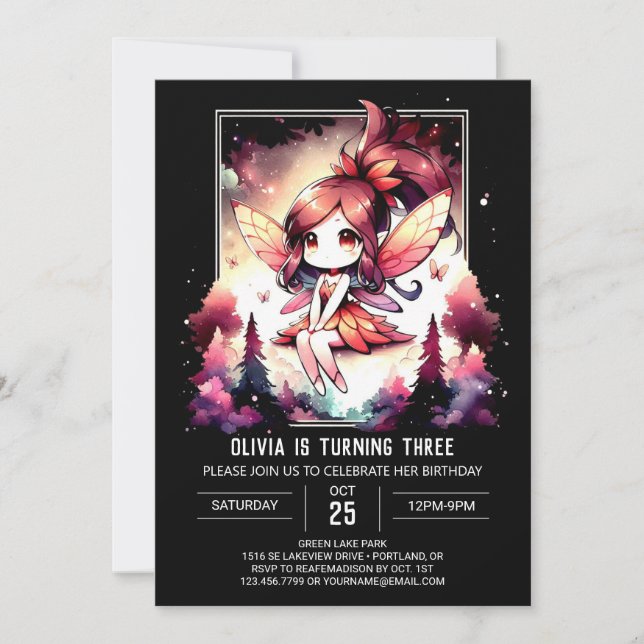 Invitation Anniversaire Fée Majestic (Devant)