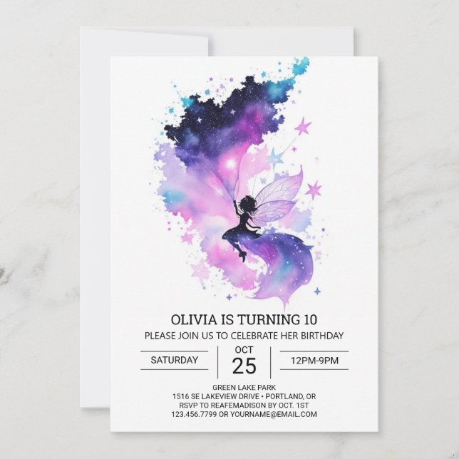 Invitation Anniversaire Fée Personnalisée Enchantée (Devant)
