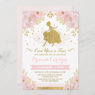 Invitation Anniversaire féminin de la Cendrillon rose