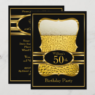Invitation anniversaire fête Beer Black Gold