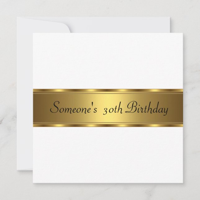 Invitation Anniversaire Fête Blanc Or 30ème 40ème  (Devant)