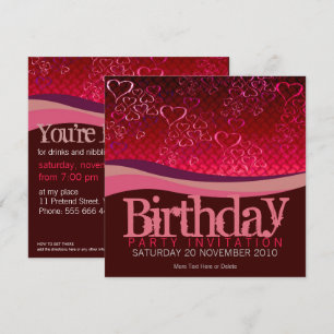 Invitation anniversaire Fête Bulles d'Amour Rouge