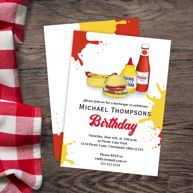 Invitation Anniversaire Fête Custom Outdoor BBQ (Cute Birthday Party Custom Invitations)