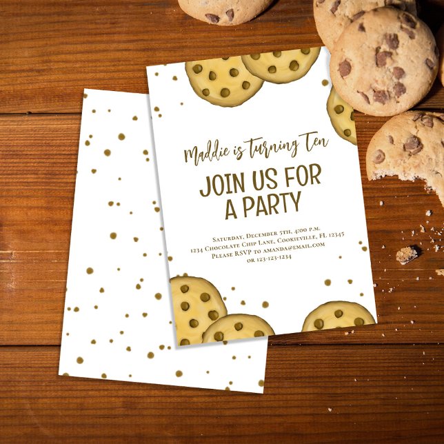 Invitation Anniversaire fête Cute Cookie (Chocolate chip cookies birthday invitations)