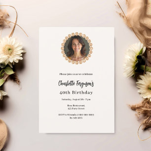 Invitation Anniversaire fête ivoire rose or diamant photo