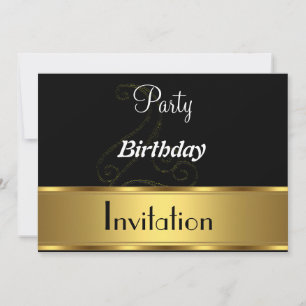 Invitation Anniversaire Fête Or Noir