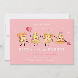 Invitation Anniversaire Fête Pizza Filles Mignonne