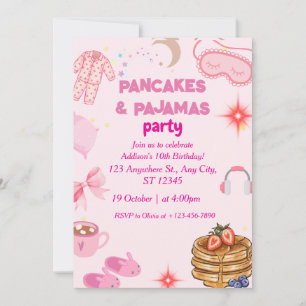 Invitation Anniversaire Fête Pyjama et Crêpes