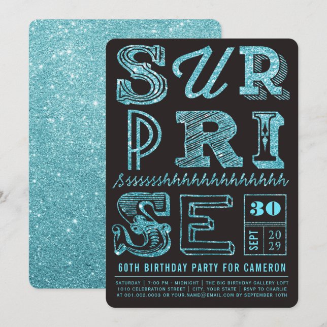 Invitation Anniversaire Fête Surprise Art Déco Pai (Devant / Derrière)