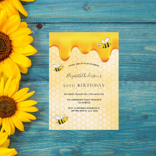 Invitation Anniversaire fêter abeilles miel nid d'abeille