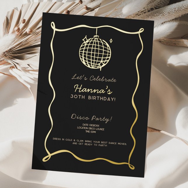 Invitation Anniversaire Feuille de Disco Ball (Disco Ball Birthday Foil Invitation)