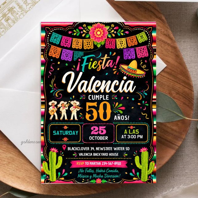Invitation Anniversaire Fiesta Mexicain - Thème Mariachi (Zazzle Mexican Fiesta Birthday - Mariachi Theme Invitation)