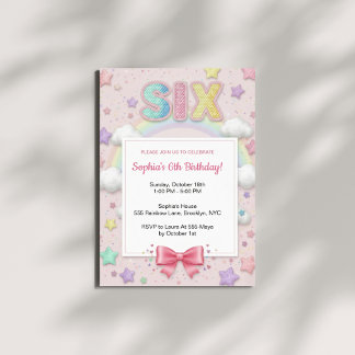 Invitation Anniversaire Fille 6 Ans Arc-en-Ciel Pa