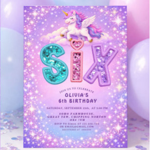 Invitation Anniversaire Fille 6 Ans Licorne Étince