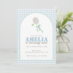 Invitation Anniversaire Fille 9 Ans Tennis Gingham