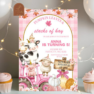 Invitation Anniversaire Fille Animaux de Ferme Citrouille Gin