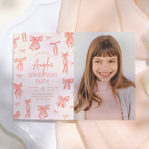 Invitation Anniversaire Fille Arc-en-Ciel Rose Fan