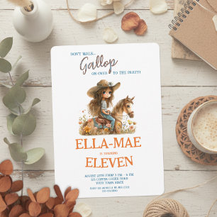 Invitation Anniversaire Fille Bohème Fleuriste Cheval Aquarel