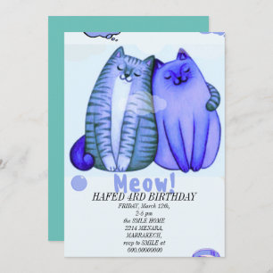 Invitation anniversaire fille chat filles chats chatte chatte