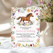 Anniversaire Fille Cheval Rustique Fleur Sauvage