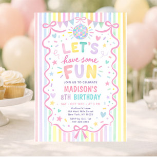 Invitation Anniversaire Fille Confettis Rayures Pastel Fantai