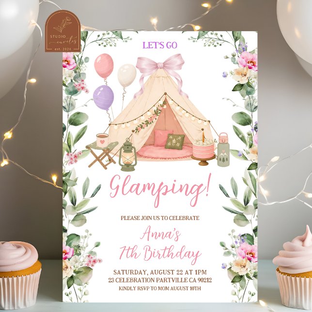 Invitation Anniversaire Fille Coquette Arc Glamping (Créateur téléchargé)