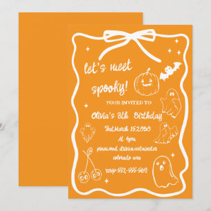 Invitation anniversaire fille doodle halloween saison effraya