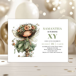 Invitation Anniversaire Fille Fée Magique Vert Pou