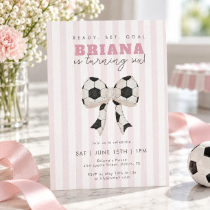 Invitation Anniversaire Fille Football Rose