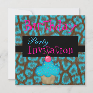 Invitation Anniversaire Fille Gâteau Bleu