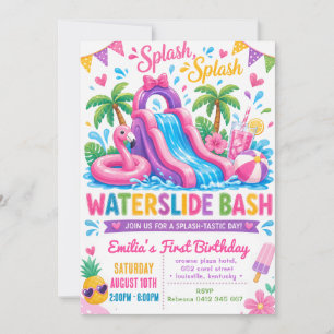 Invitation Anniversaire Fille Piscine Été Toboggan