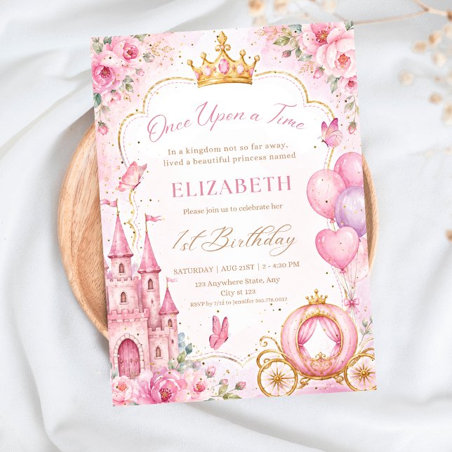 Invitation Anniversaire Fille Princesse 1ère année (Créateur téléchargé)