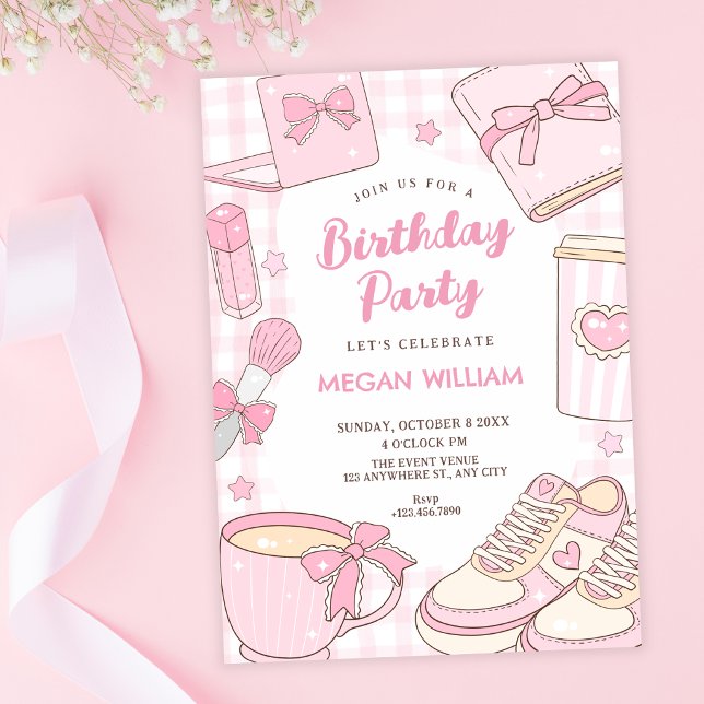 Invitation Anniversaire fille rose (Créateur téléchargé)