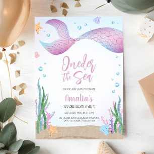 Invitation Anniversaire fille thème océan sirène sous la mer