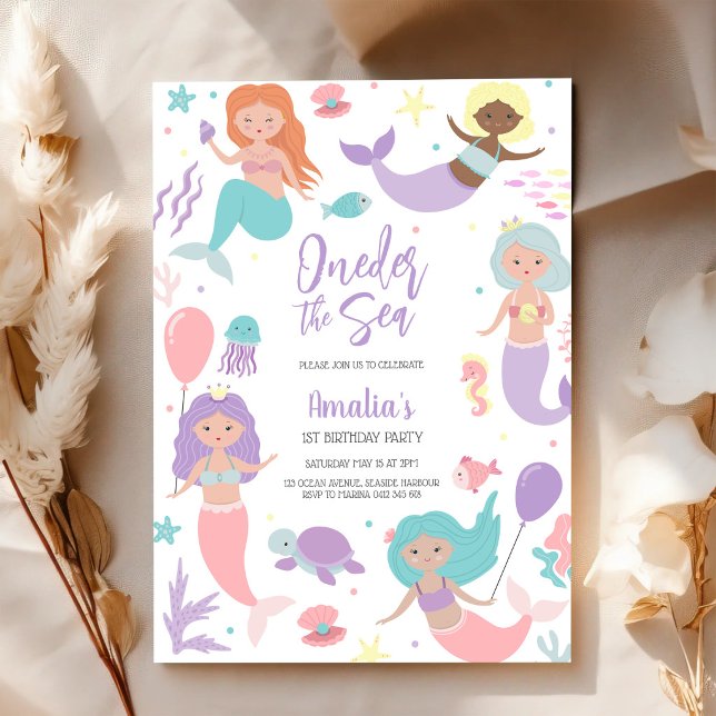 Invitation Anniversaire fille thème océan sirène sous la mer (Créateur téléchargé)