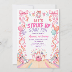Invitation Anniversaire Filles Bowling Rose Frappons les Boul