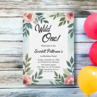 Invitation Anniversaire Fleur Aquarelle Botanique 