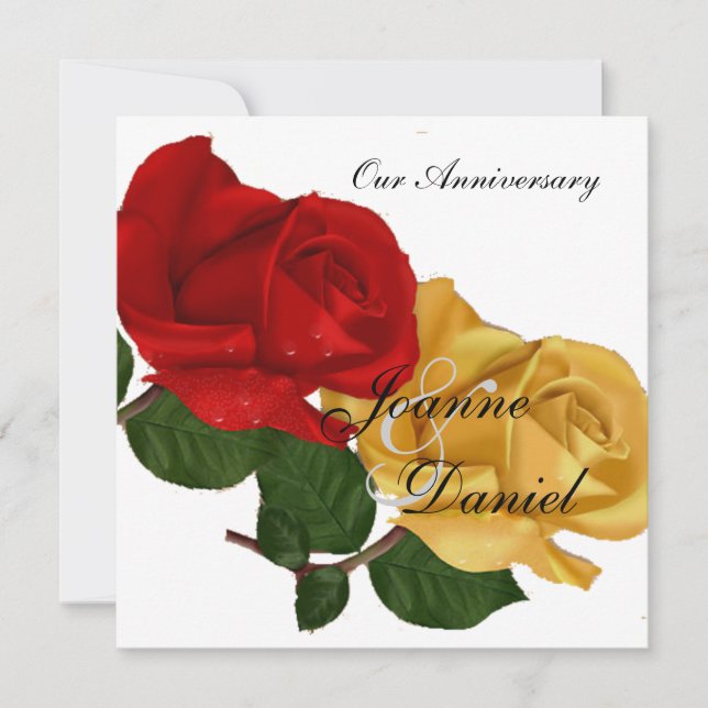 Invitation Anniversaire Fleur de Rose Blanche Roug (Devant)