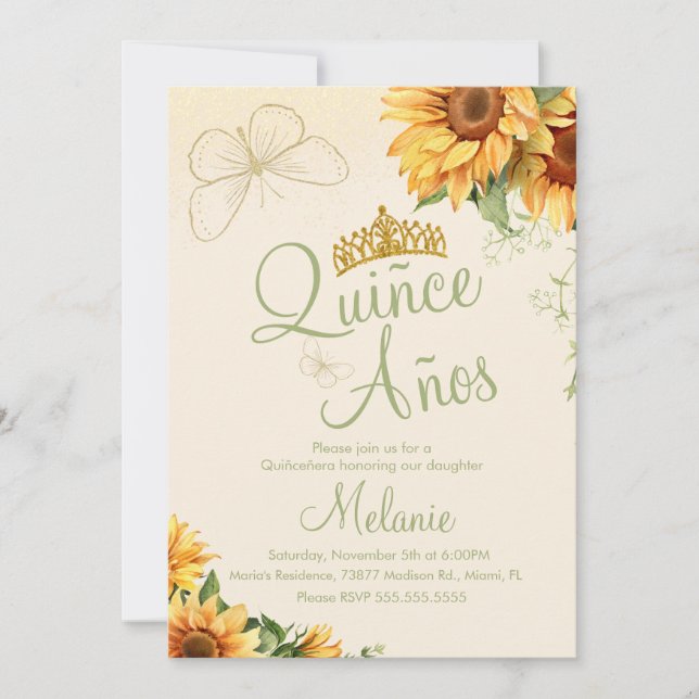 Invitation anniversaire Fleur de soleil aquarelle  (Devant)
