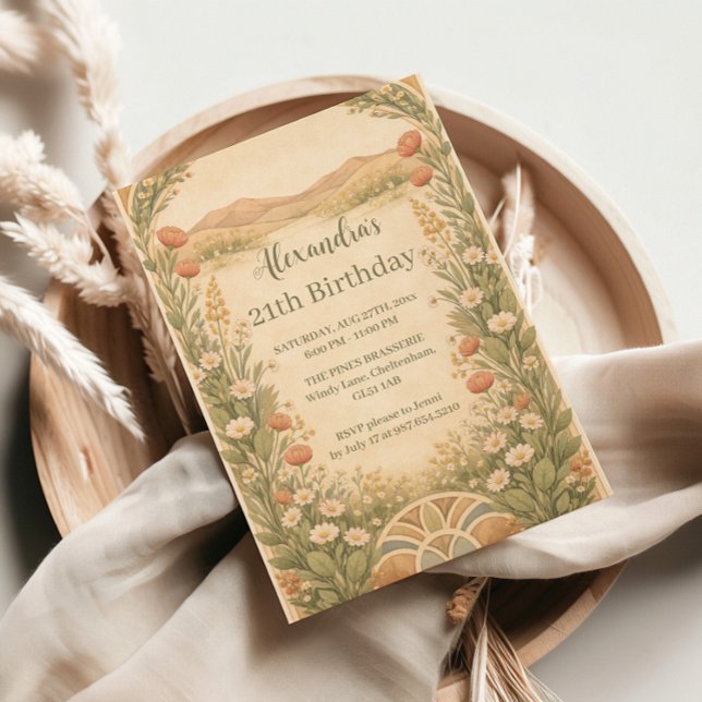 Invitation Anniversaire Fleur des Champs du Désert Boho (Créateur téléchargé)