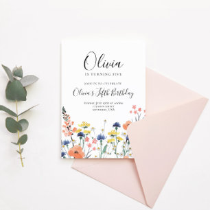 Invitation Anniversaire fleur sauvage aquarelle florale