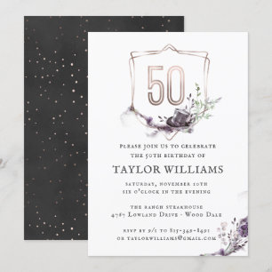 Invitation Anniversaire fleuri floral royal de cadre