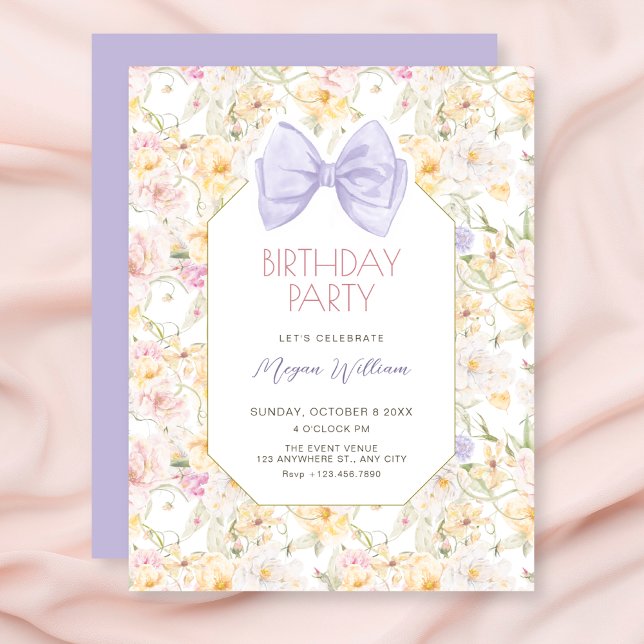 Invitation Anniversaire fleuri vintage (Créateur téléchargé)